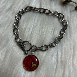 Cardinals Arizona charm toggle clasp silver tone bracelet